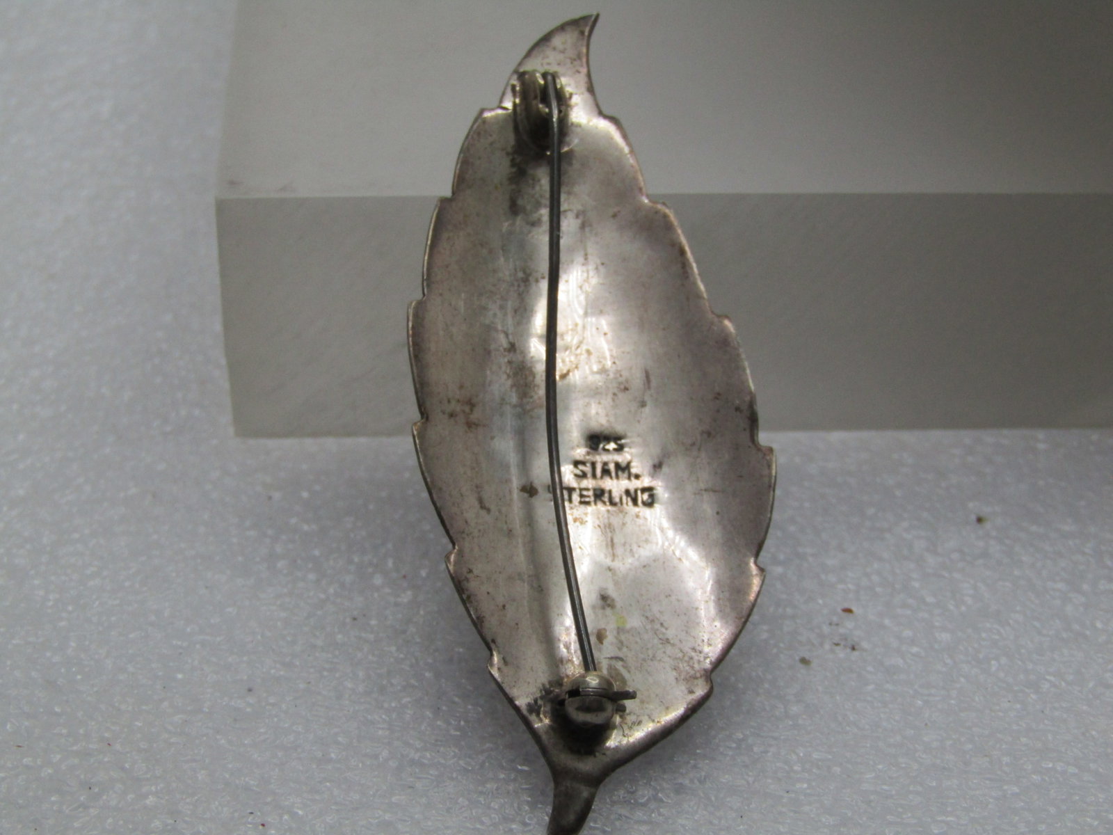 Vintage Sterling Siam Goddess Leaf Brooch, 1940's-1950's, Signed - 6