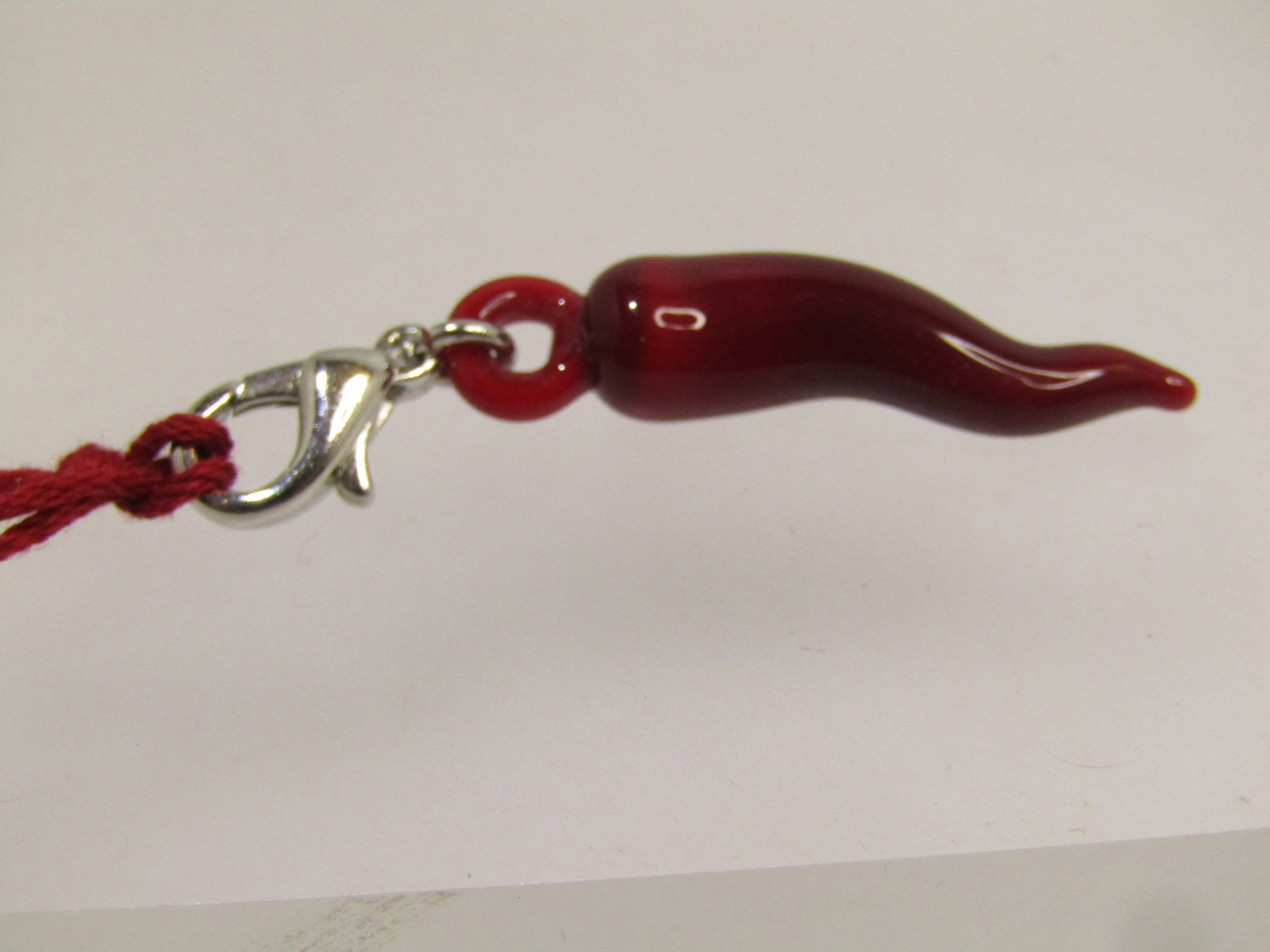 Antica Murrina Red Glass Italian Horn, Charm Pendant, Original Box, 1990's - 7