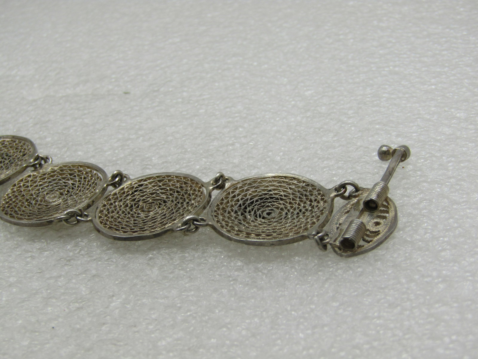Vintage .800 Silver Egyptian Filigre Braclet, Pin Clasp, 6.5" - 5