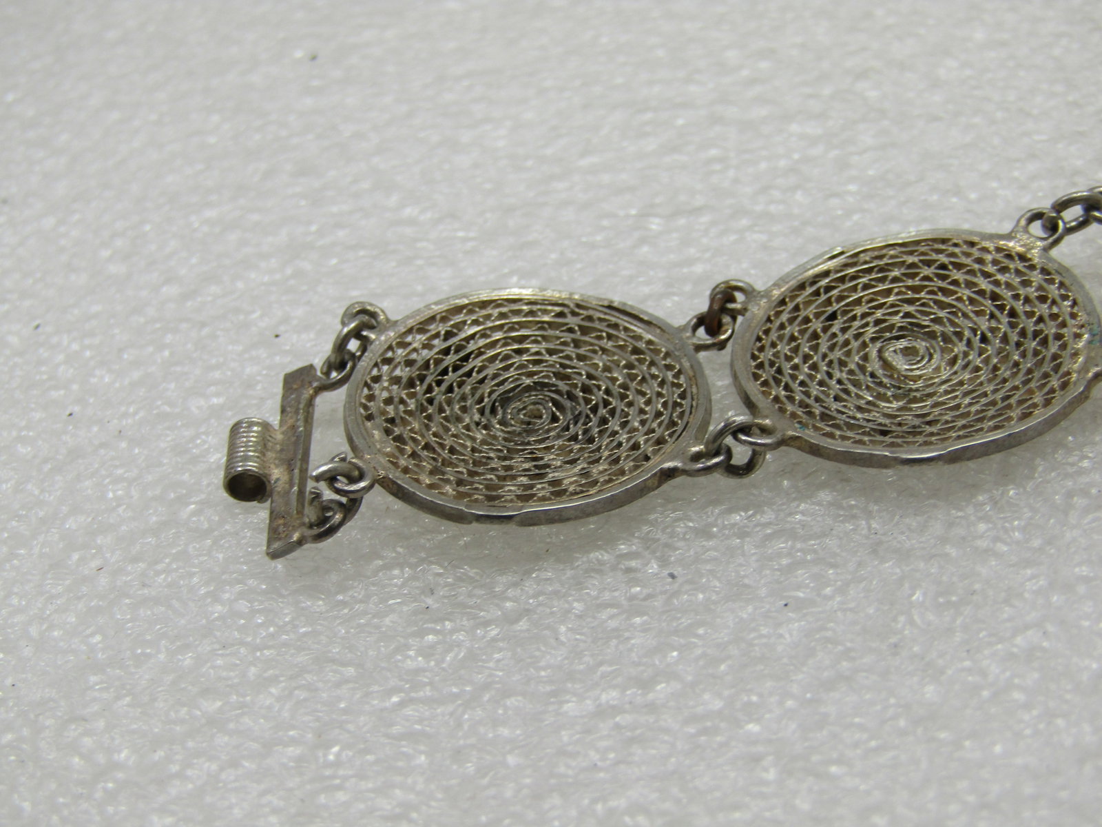 Vintage .800 Silver Egyptian Filigre Braclet, Pin Clasp, 6.5" - 6