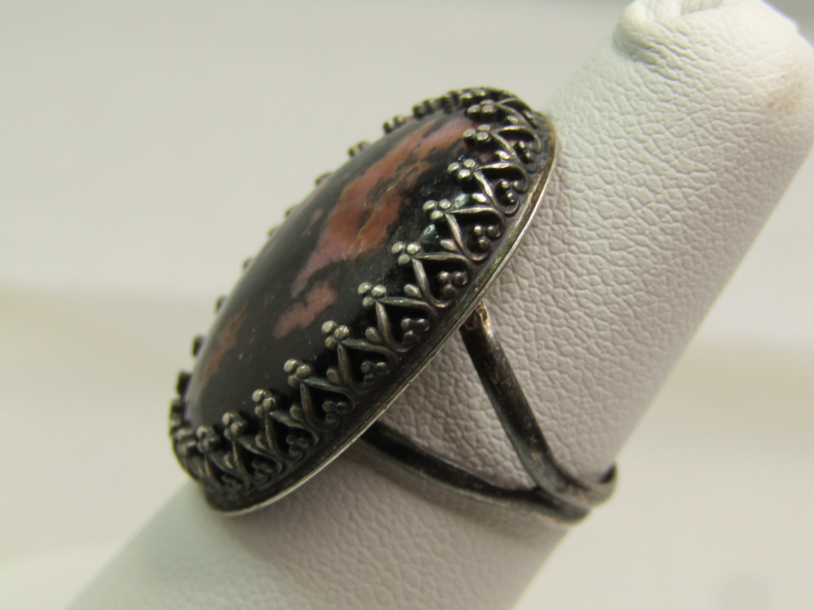 Vintage Sterling Rhodonite Ring, Sz. 6, Southestern themed, 1970's-1980's - 2