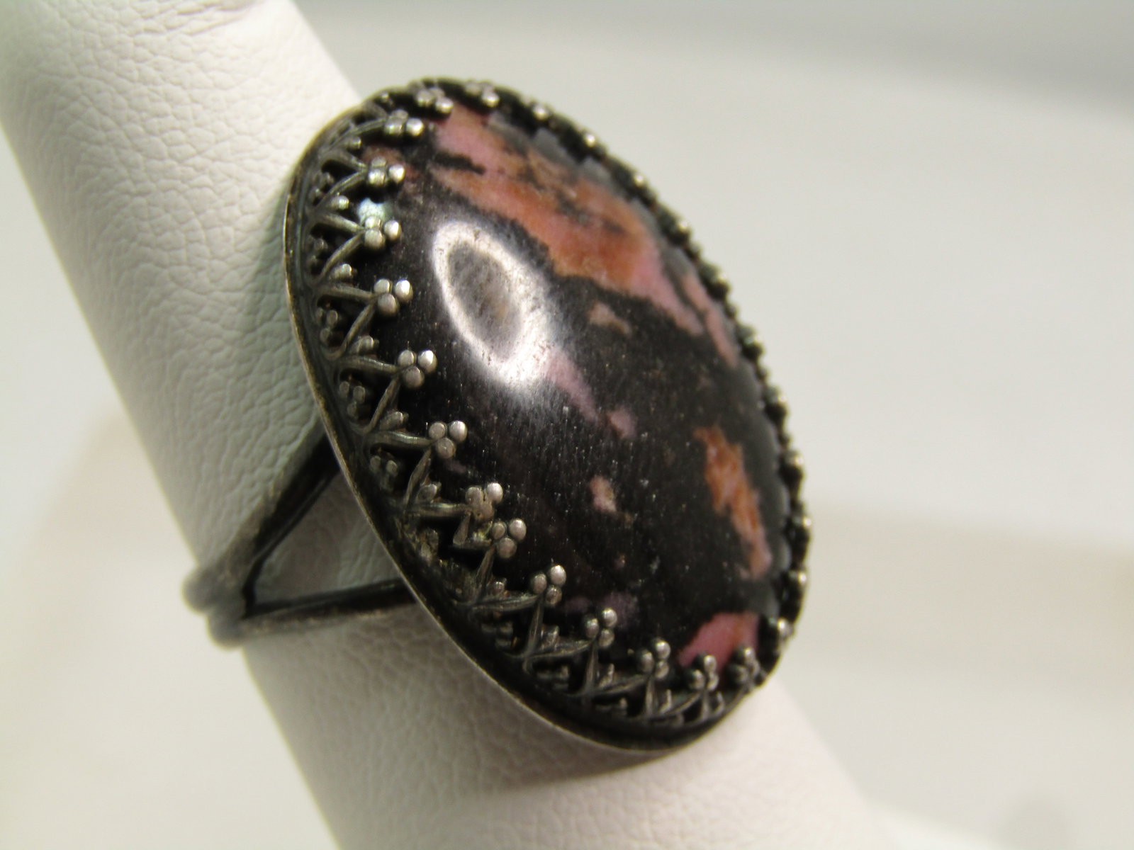 Vintage Sterling Rhodonite Ring, Sz. 6, Southestern themed, 1970's-1980's - 3