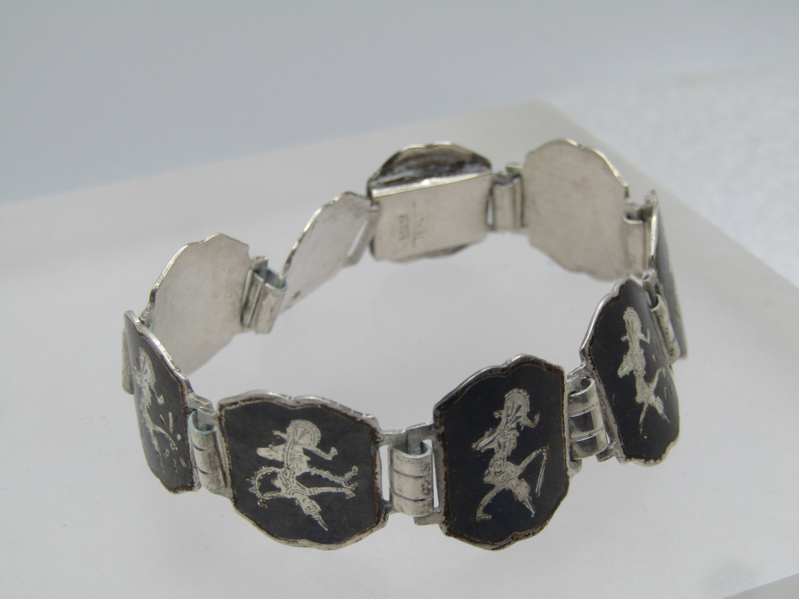 Vintage Sterling Siam/Niello Bracelet, 6.25", 1940's-1950's, Needs Clasp - 2