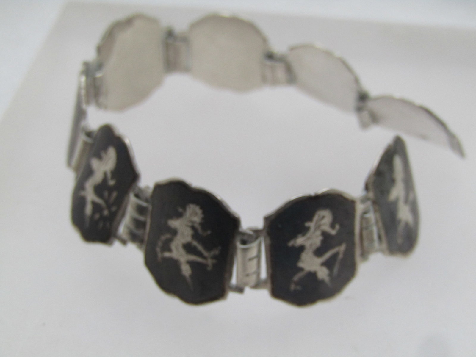 Vintage Sterling Siam/Niello Bracelet, 6.25", 1940's-1950's, Needs Clasp - 3