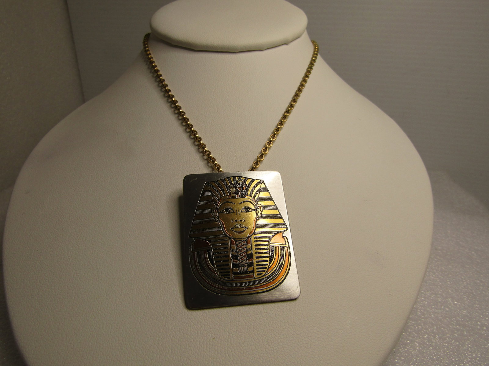 Vintage Damascene Egyptian Necklace/Pendant, 18" Reed & Barton, 1990's (1 of 6)