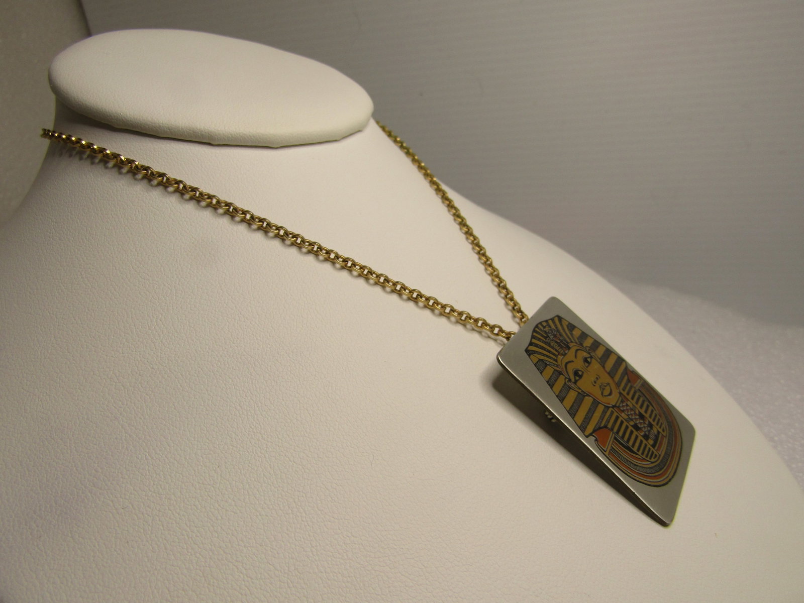Vintage Damascene Egyptian Necklace/Pendant, 18" Reed & Barton, 1990's - 2