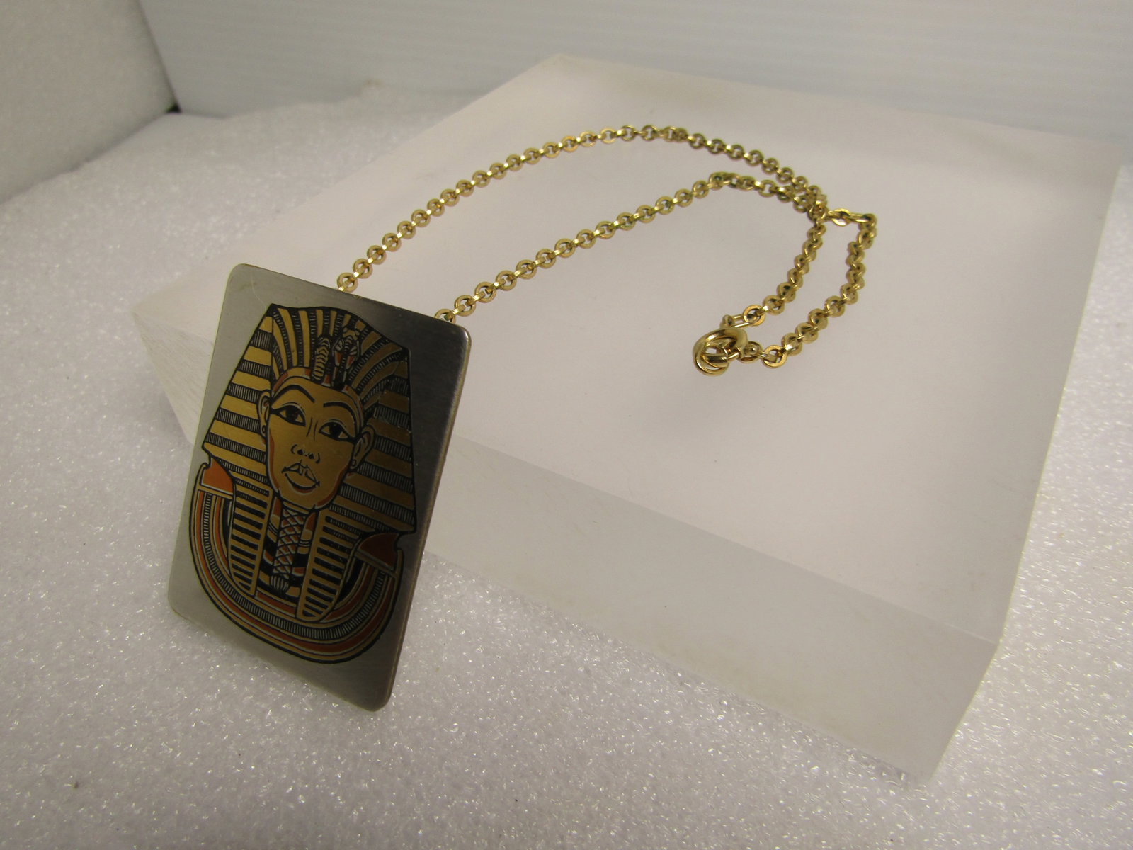 Vintage Damascene Egyptian Necklace/Pendant, 18" Reed & Barton, 1990's - 6