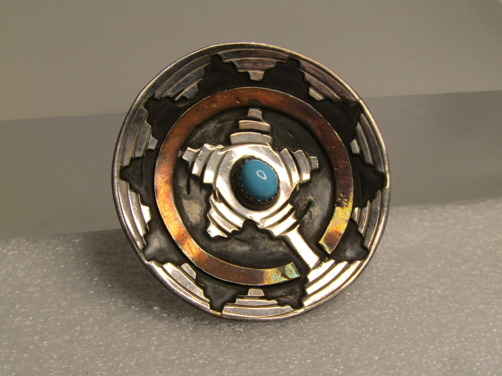 Vintage Sterling & Copper Southwestern Brooch, Pendant, 1970's-1980's, Signed M - 2