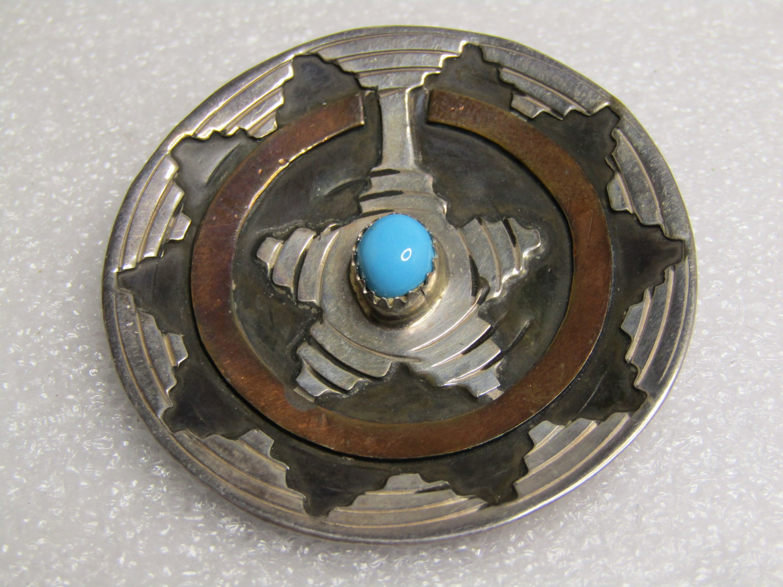 Vintage Sterling & Copper Southwestern Brooch, Pendant, 1970's-1980's, Signed M - 6