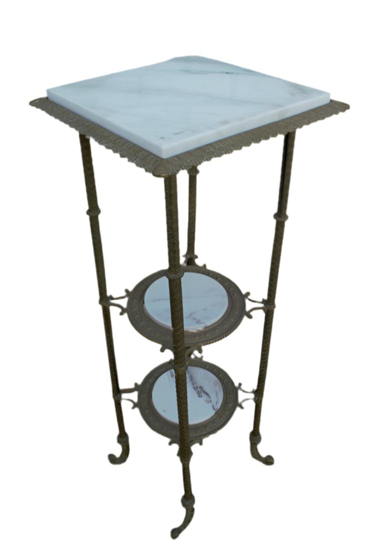 Antique Victorian Style Three Tier Marble Occasional Side Table - 2