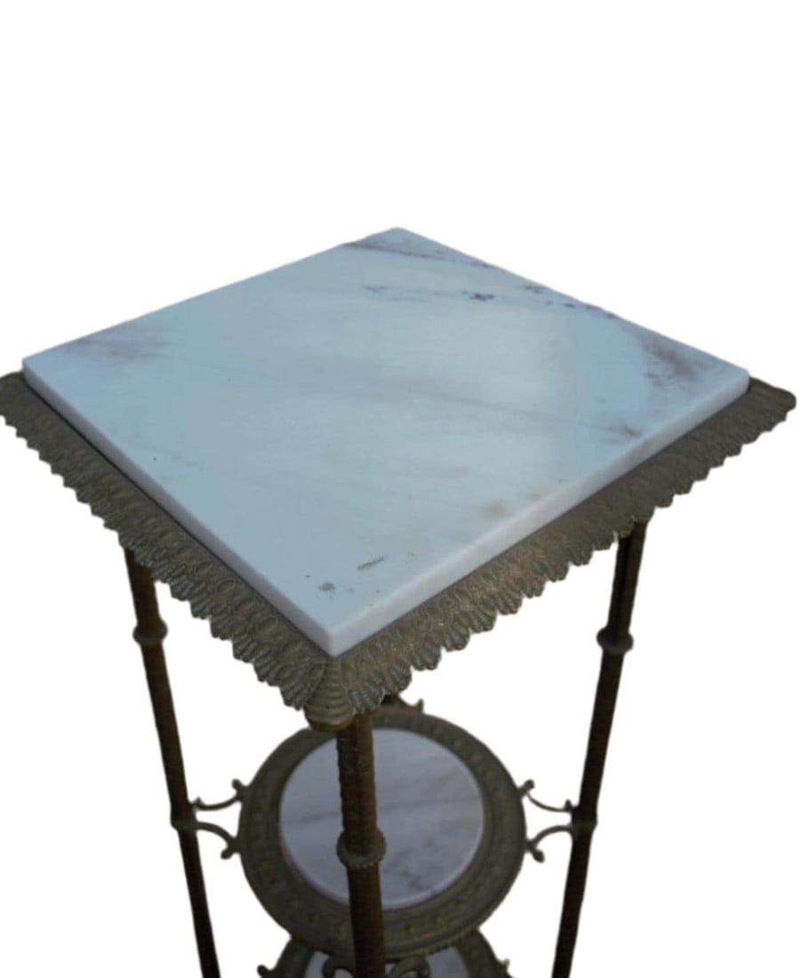 Antique Victorian Style Three Tier Marble Occasional Side Table - 3