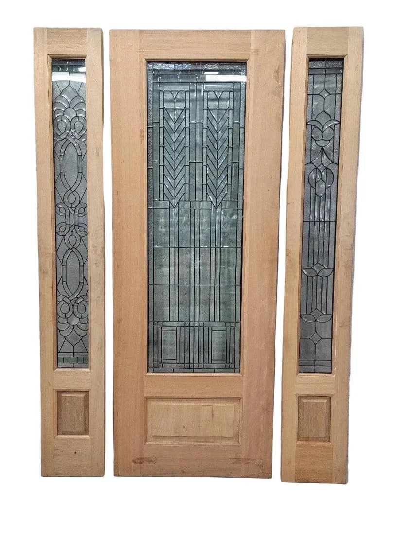 Vintage Mahogany Door and Two Sidelights - 3