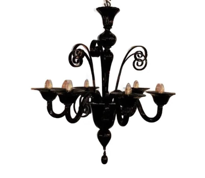 Italian Murano Glass Chandelier in Black - 2