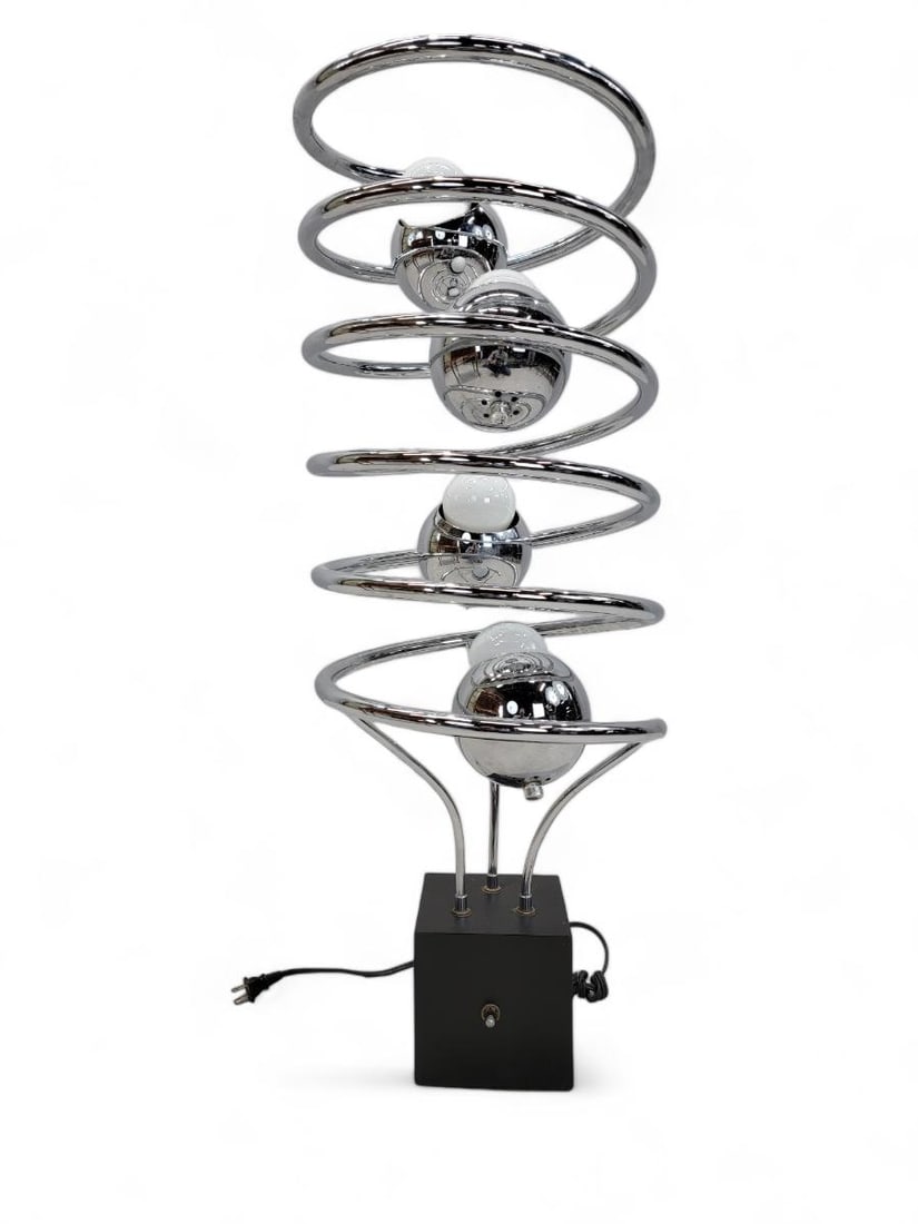 MCM Atomic Space Age Chrome Abstract Table Floor Lamp - 3