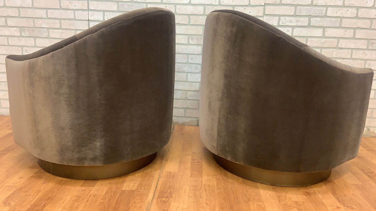 Postmodern Asymmetrical Barrel Back Swivel Chairs Newly Reupholstered - 4