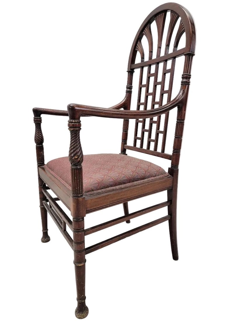 Antique American Aesthetic Carved Mahogany Armchair - 3
