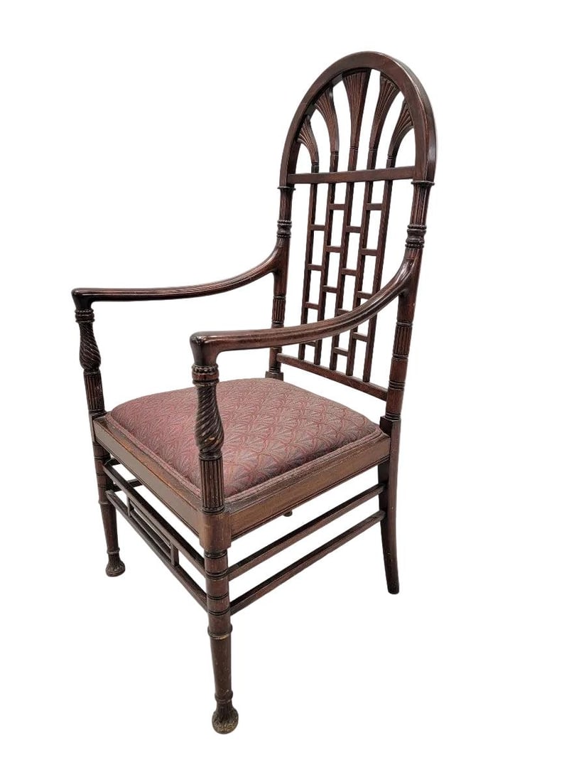Antique American Aesthetic Carved Mahogany Armchair - 7