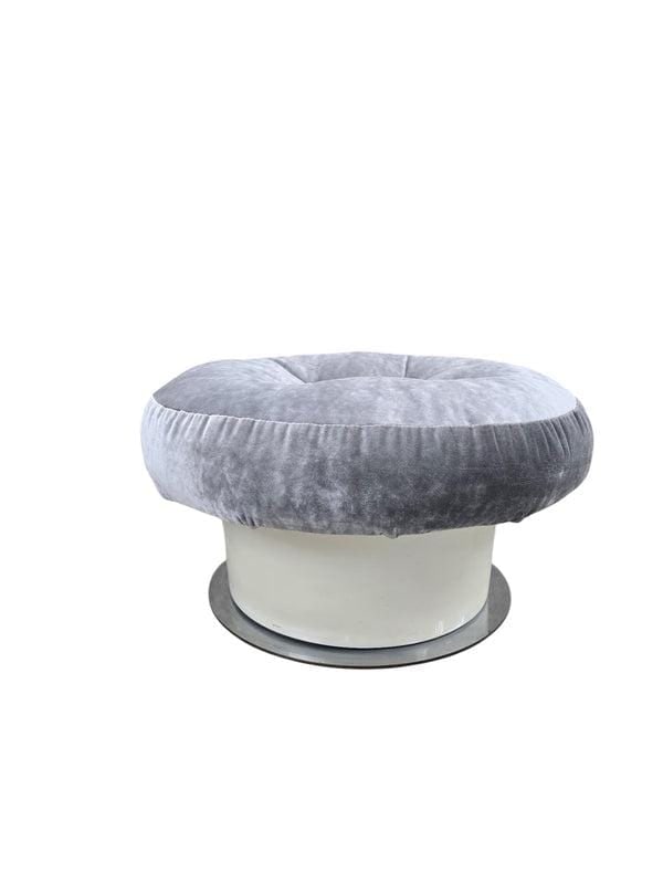 MCM Tufted Velvet Ottoman - 4
