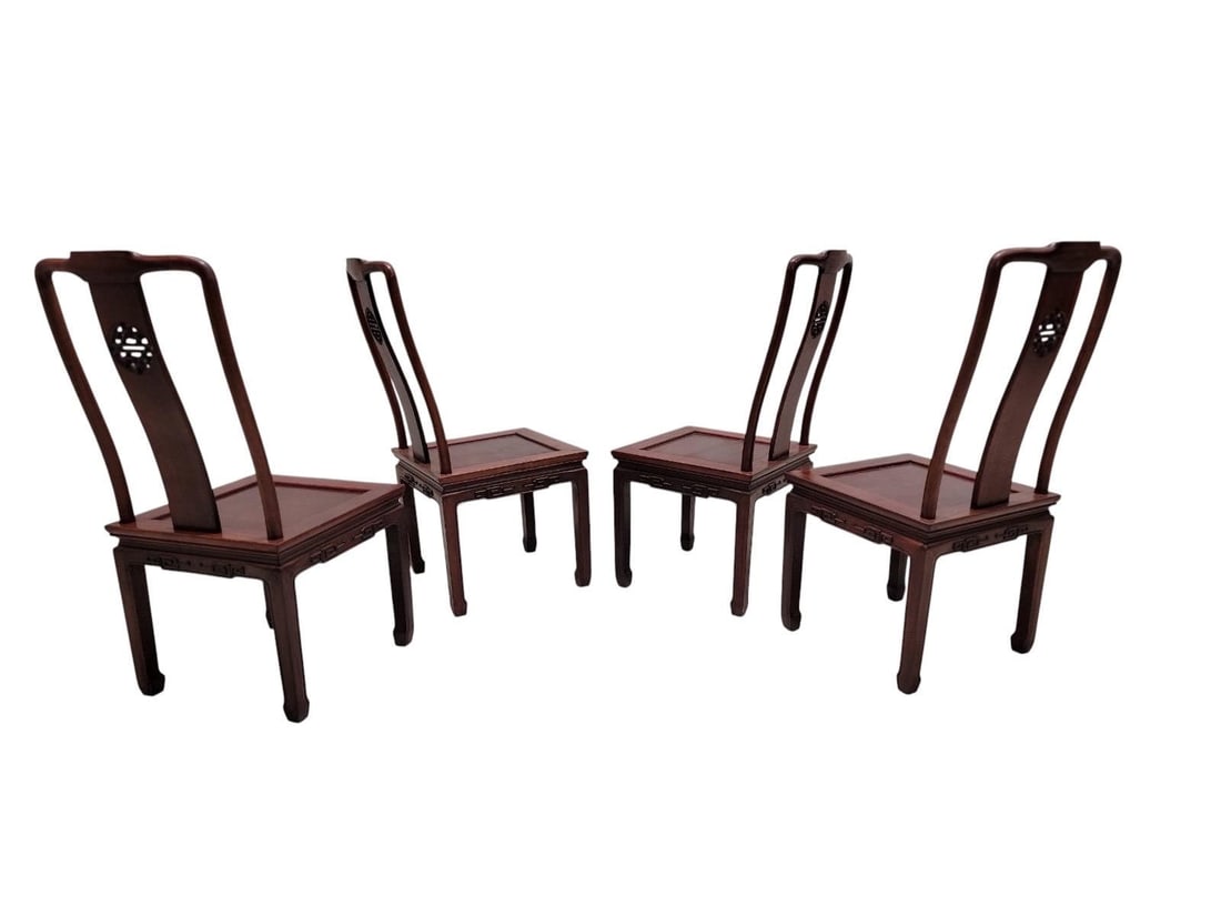 Vintage Asian Rosewood Extending Dining Table and 8 Chair Dining Set - 6