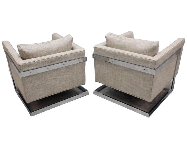 MCM Milo Baughman Cantilever Chairs Newly Reupholstered - Pair - 3