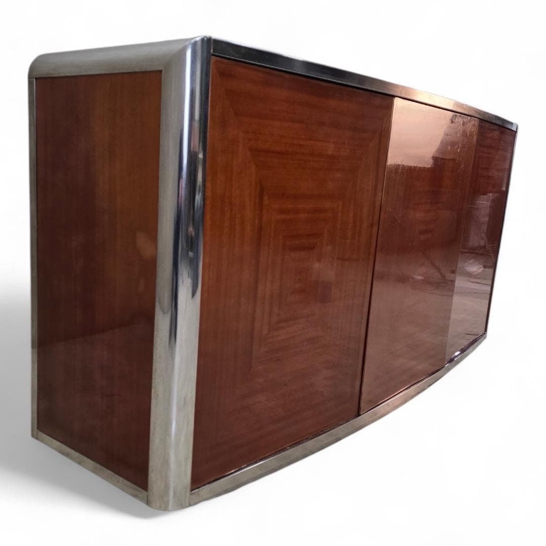 Vintage Italian Postmodern Credenza With Book-Matched Doors - 8