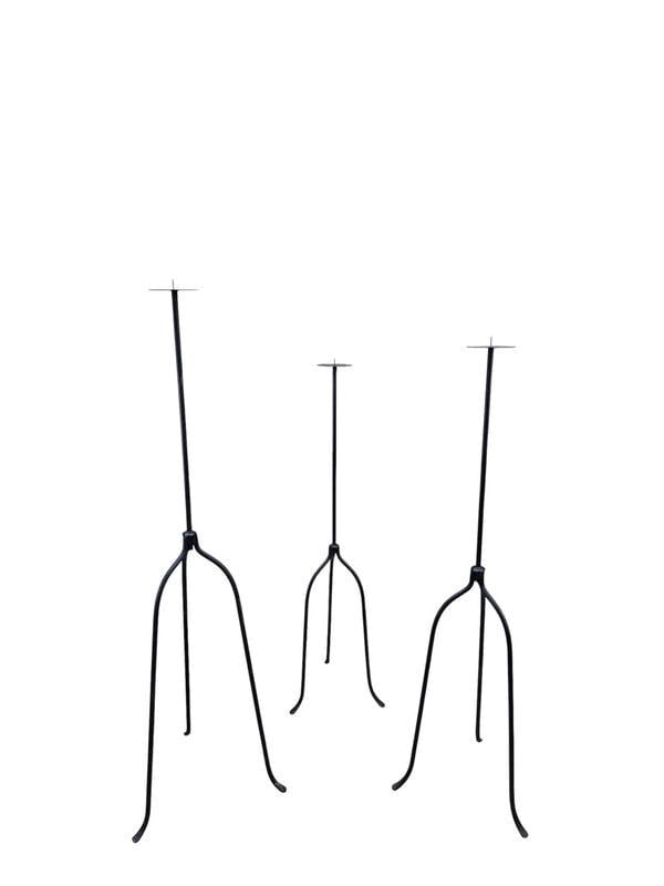 Vintage Black Iron Nail-Top Candle Stands – Set of 3 - 7