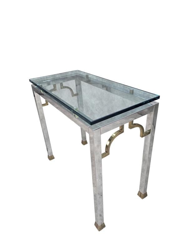 MCM Chrome and Glass Console Table - 2