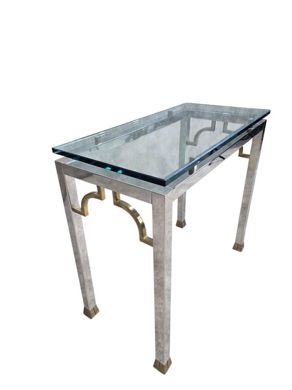 MCM Chrome and Glass Console Table - 3