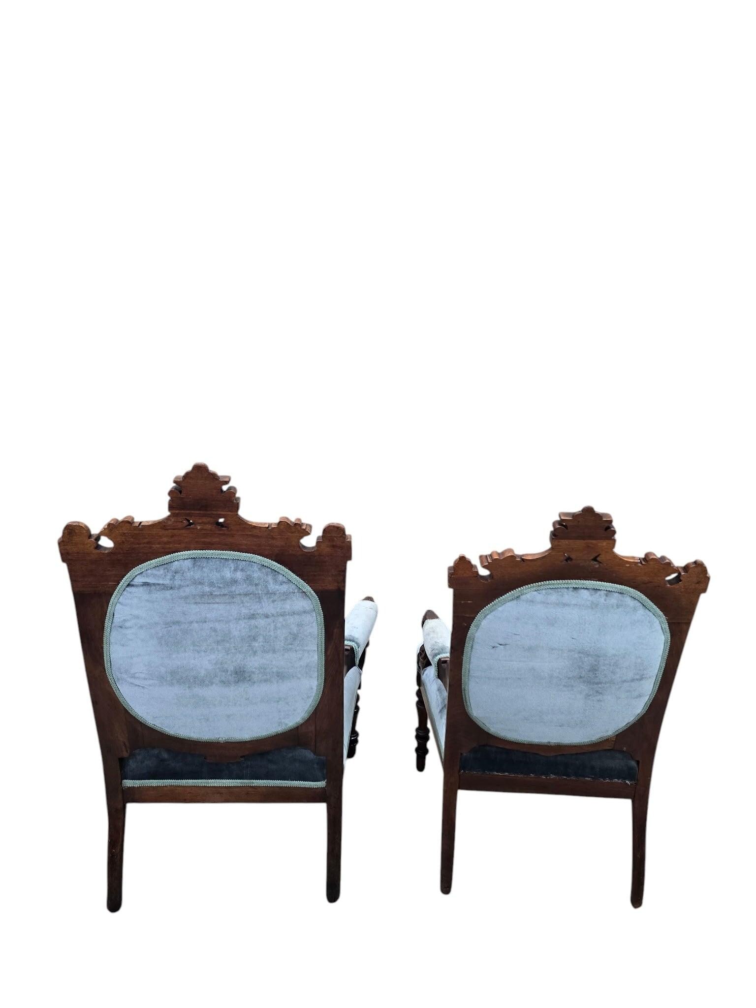 Antique Renaissance Revival Carved Chairs by John Jelliff - Set of 2 - 3