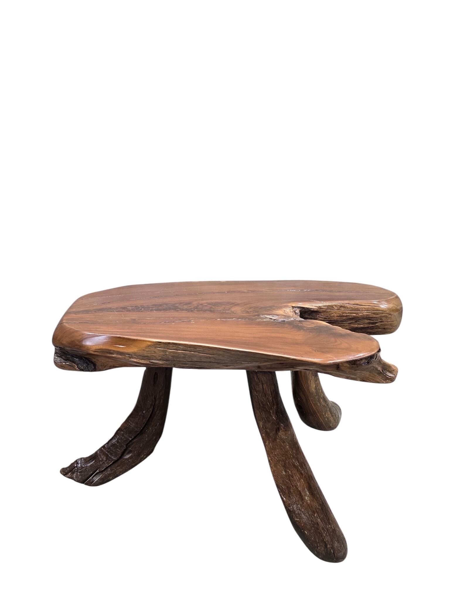 Vintage Live Edge Wood Slab Table - 7