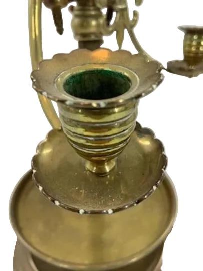 Antique Victorian Brass Shaving Stand Mirror with Candle Holders - 5