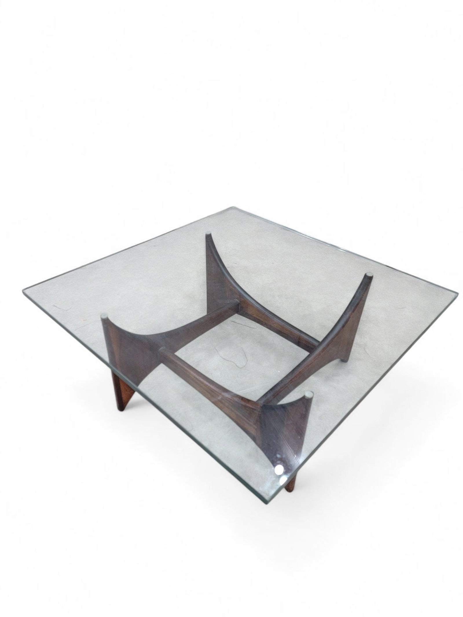 MCM Adrian Pearsall Walnut Square Fin Base Coffee Table - 5