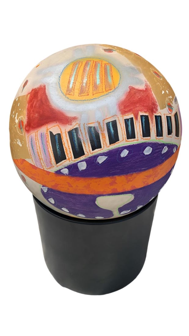 MCM Multi Color Ball Sculpture on Clay Planter - 2