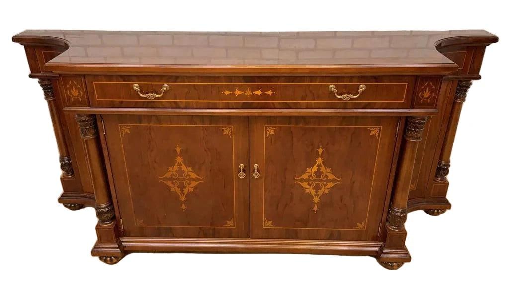 Vintage English Regency Style Inlaid Sideboard and Display Vitrine Cabinet - 3
