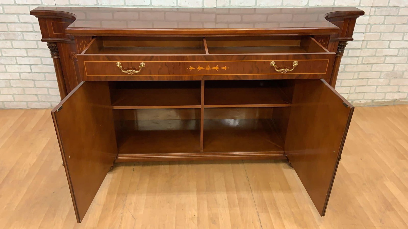 Vintage English Regency Style Inlaid Sideboard and Display Vitrine Cabinet - 6