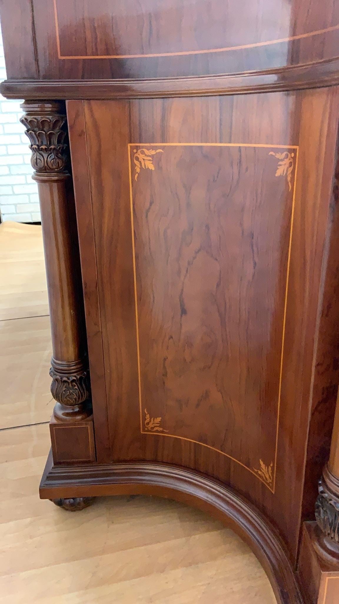 Vintage English Regency Style Inlaid Sideboard and Display Vitrine Cabinet - 7