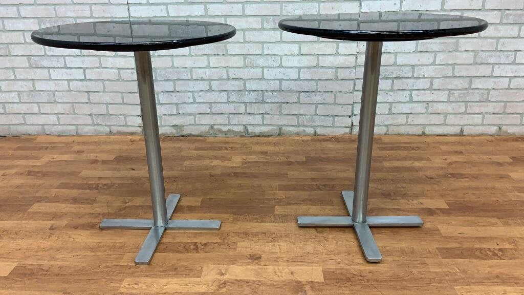 Vintage Granite Top Bistro Side Tables - Pair - 3