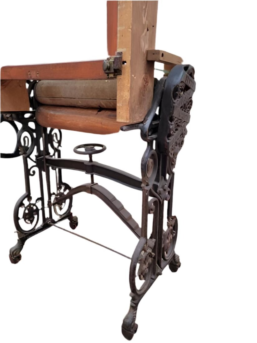 Antique Beste Deutsche Linen Press Mangel Machine - 5