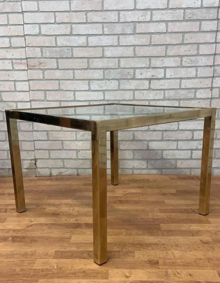 MCM Wicker and Gold Brass Side Table - Pair - 5