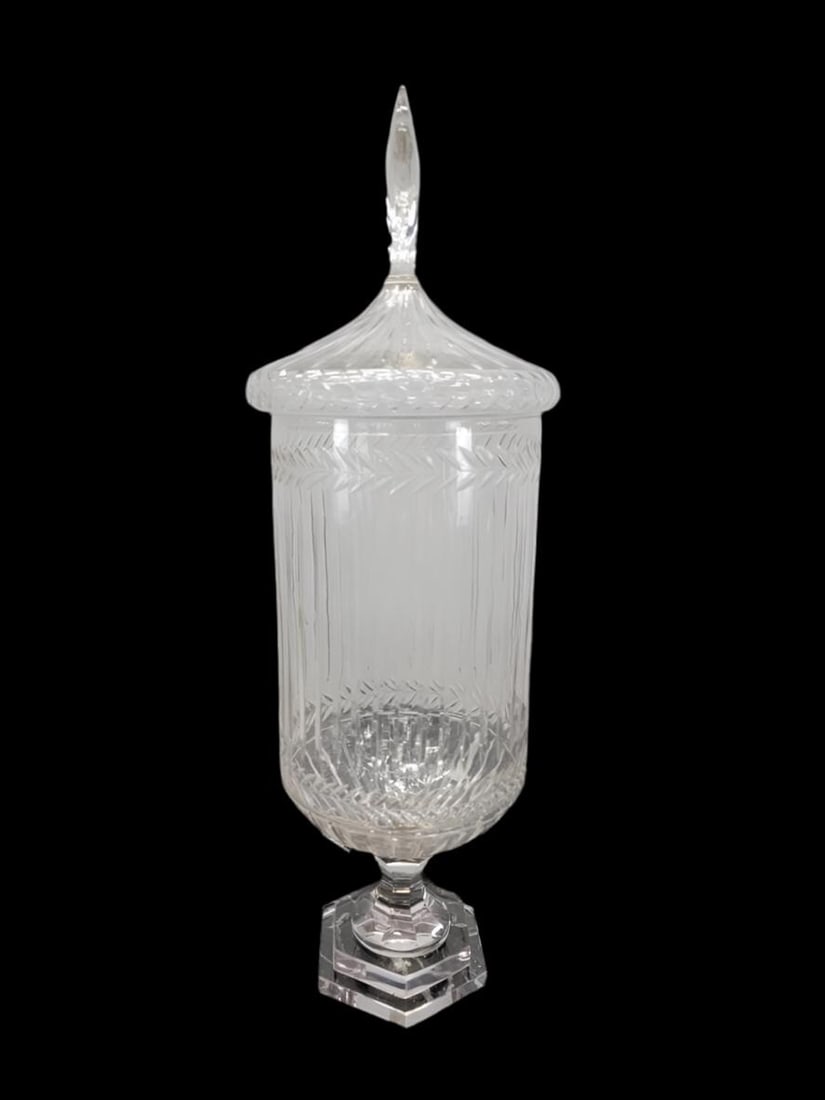 Antique Etched Glass Bonbonniere - Set of 3 - 8