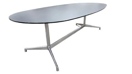MCM Eames Black Glass and Chrome Table - 3