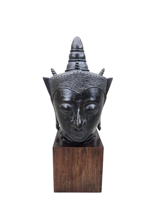Vintage Southeast Asian Bronze Buddha Head - 2