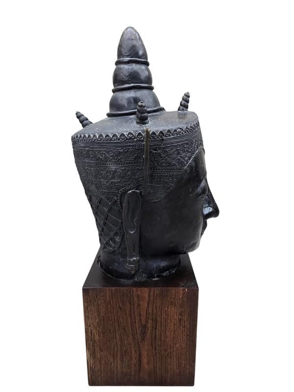 Vintage Southeast Asian Bronze Buddha Head - 3