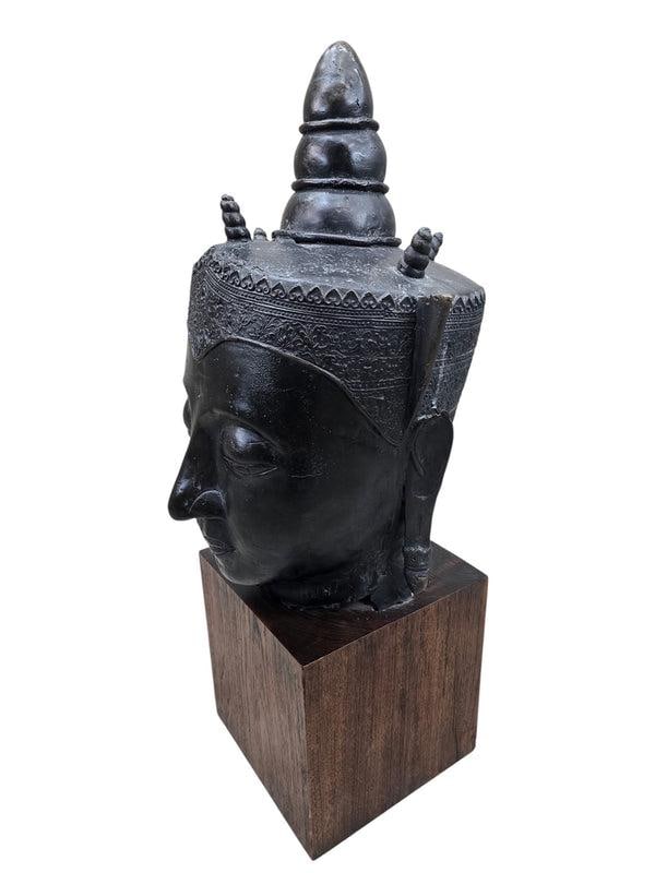 Vintage Southeast Asian Bronze Buddha Head - 4