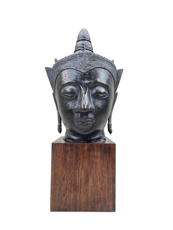 Vintage Southeast Asian Bronze Buddha Head - 5