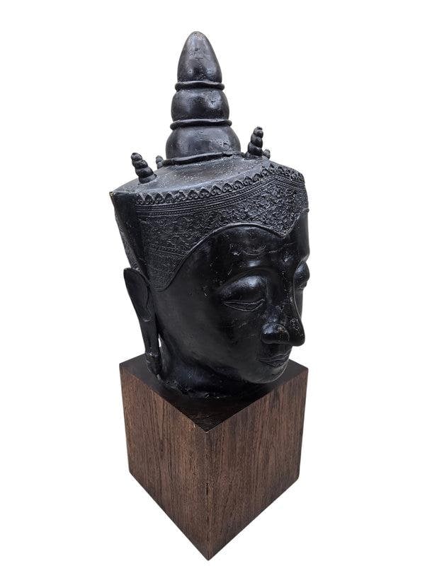 Vintage Southeast Asian Bronze Buddha Head - 6