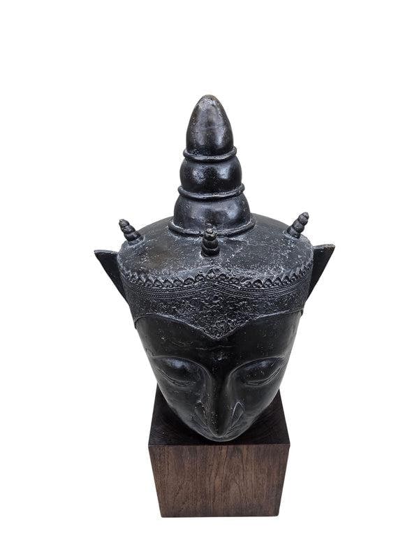 Vintage Southeast Asian Bronze Buddha Head - 7