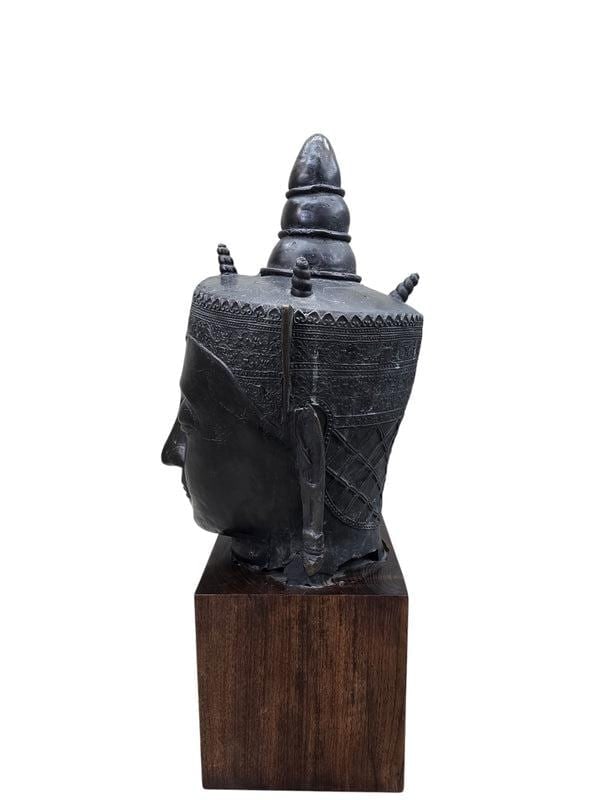 Vintage Southeast Asian Bronze Buddha Head - 8