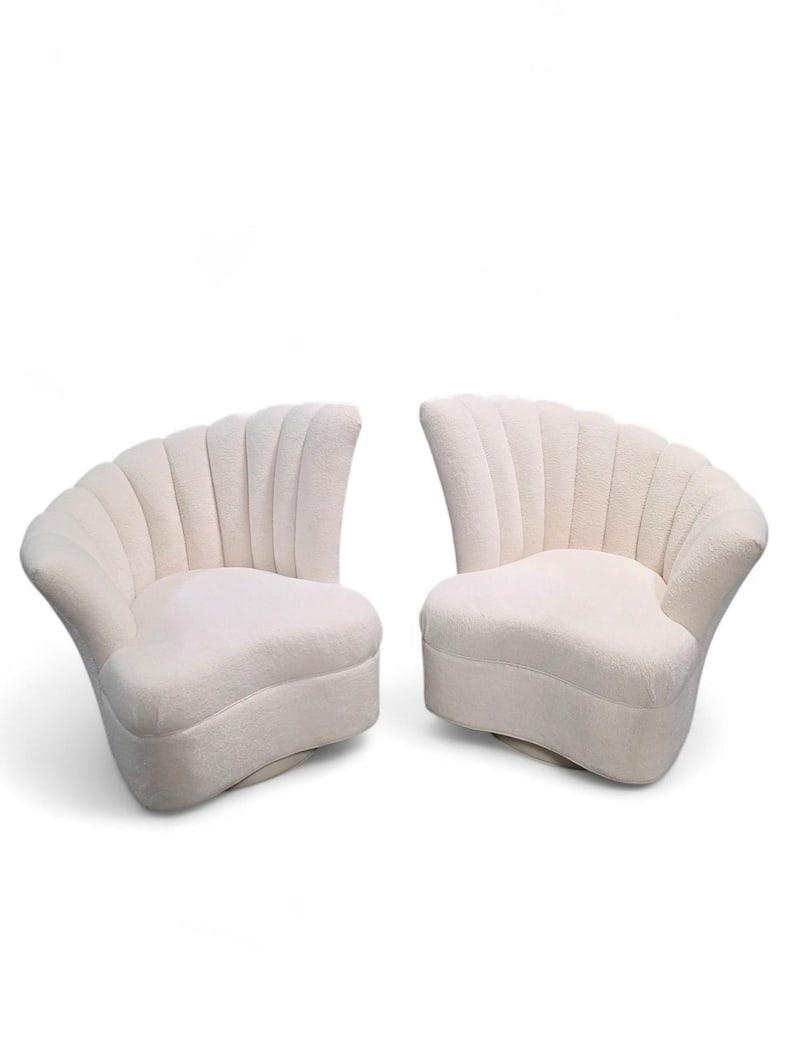 Hollywood Regency Art Deco Style Asymmetrical Channel Back Chairs Newly Reupholstered (1 of 8)