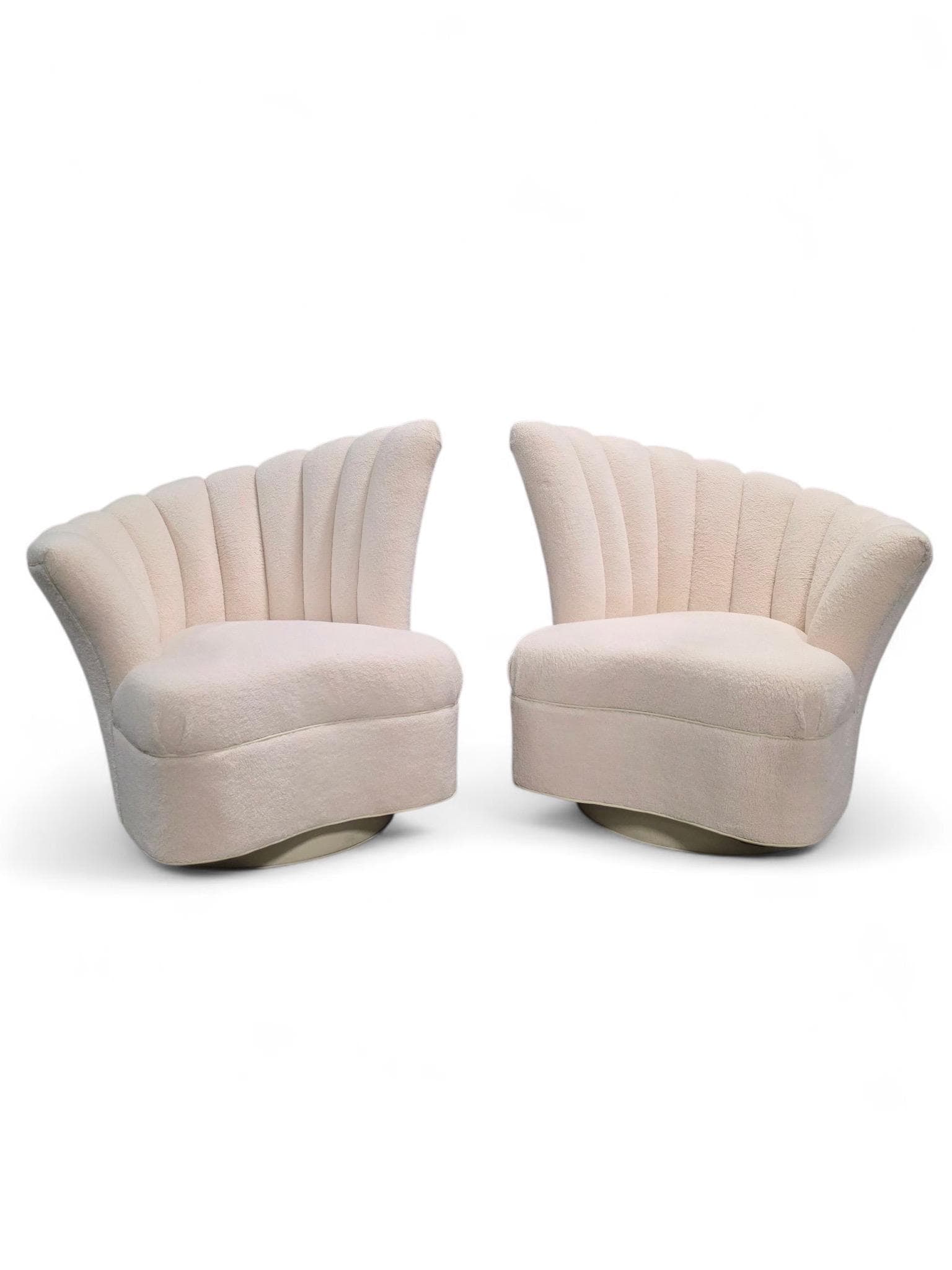 Hollywood Regency Art Deco Style Asymmetrical Channel Back Chairs Newly Reupholstered - 8